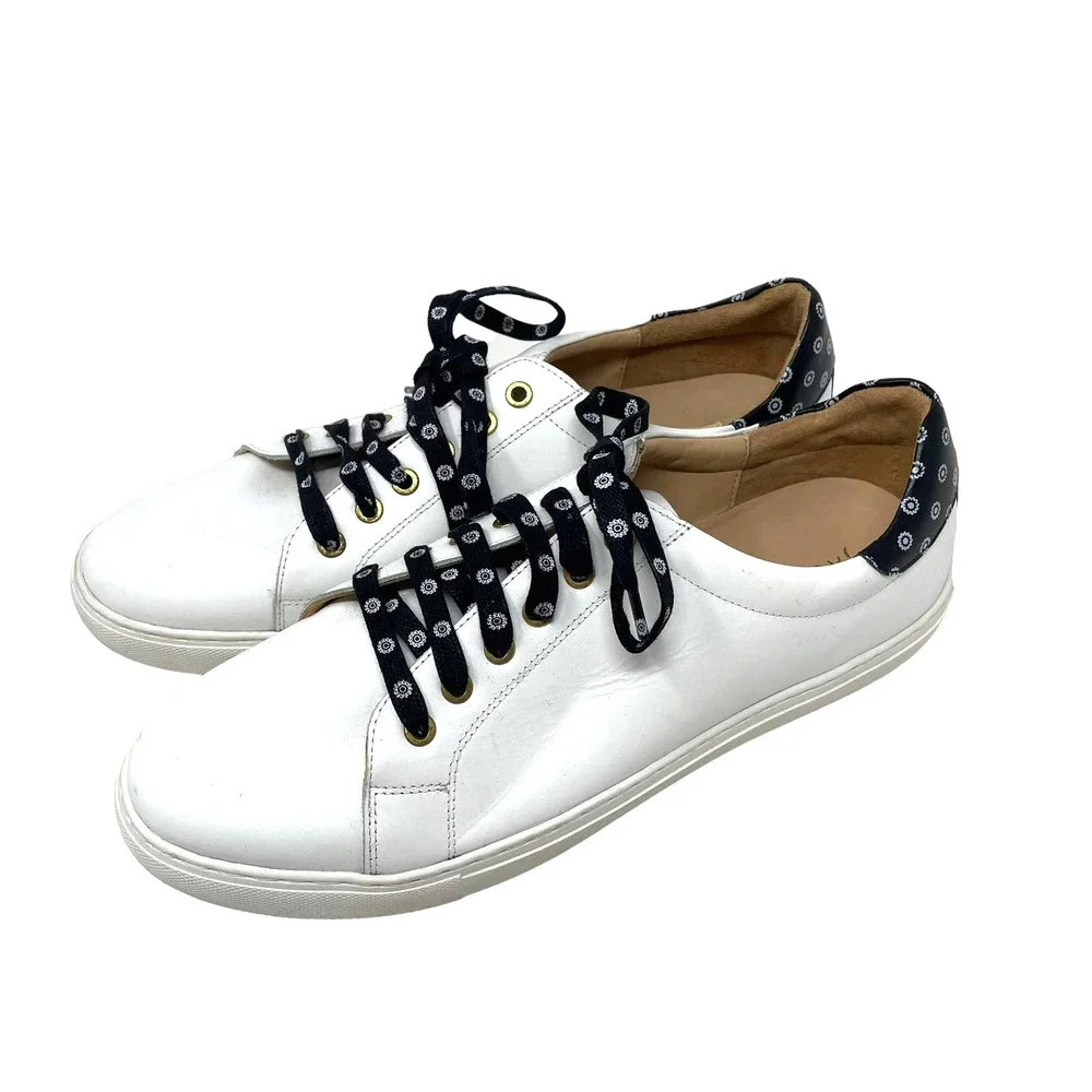 Jack Rogers Rory Sneaker White Leather Black Floral Size US 10